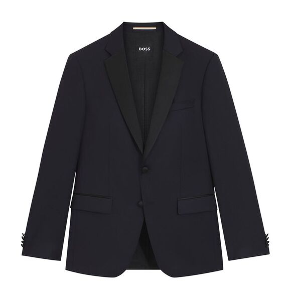 Boss Mens H-Huge Slim Fit Super 110's Wool Tuxedo Jacket 40 Short Navy NWT $695